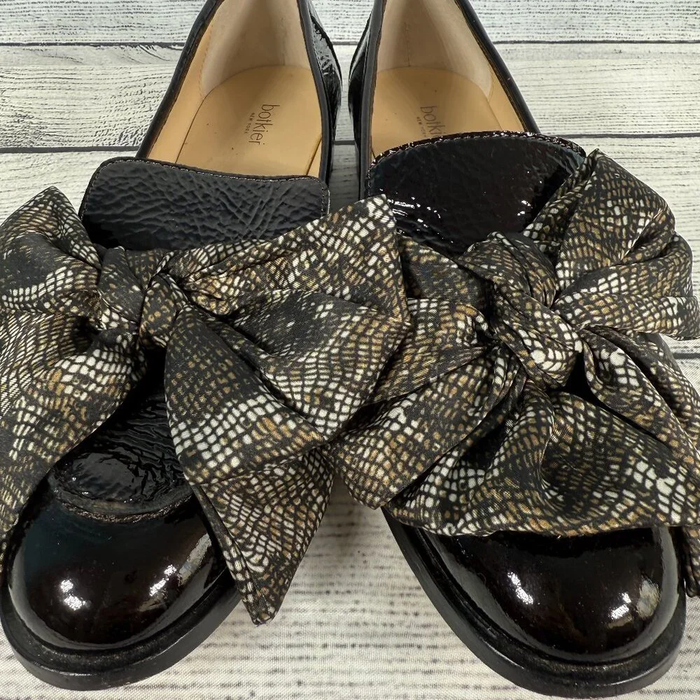 Botkier Corinne Black Bow Patent Leather Loafers Sz 8